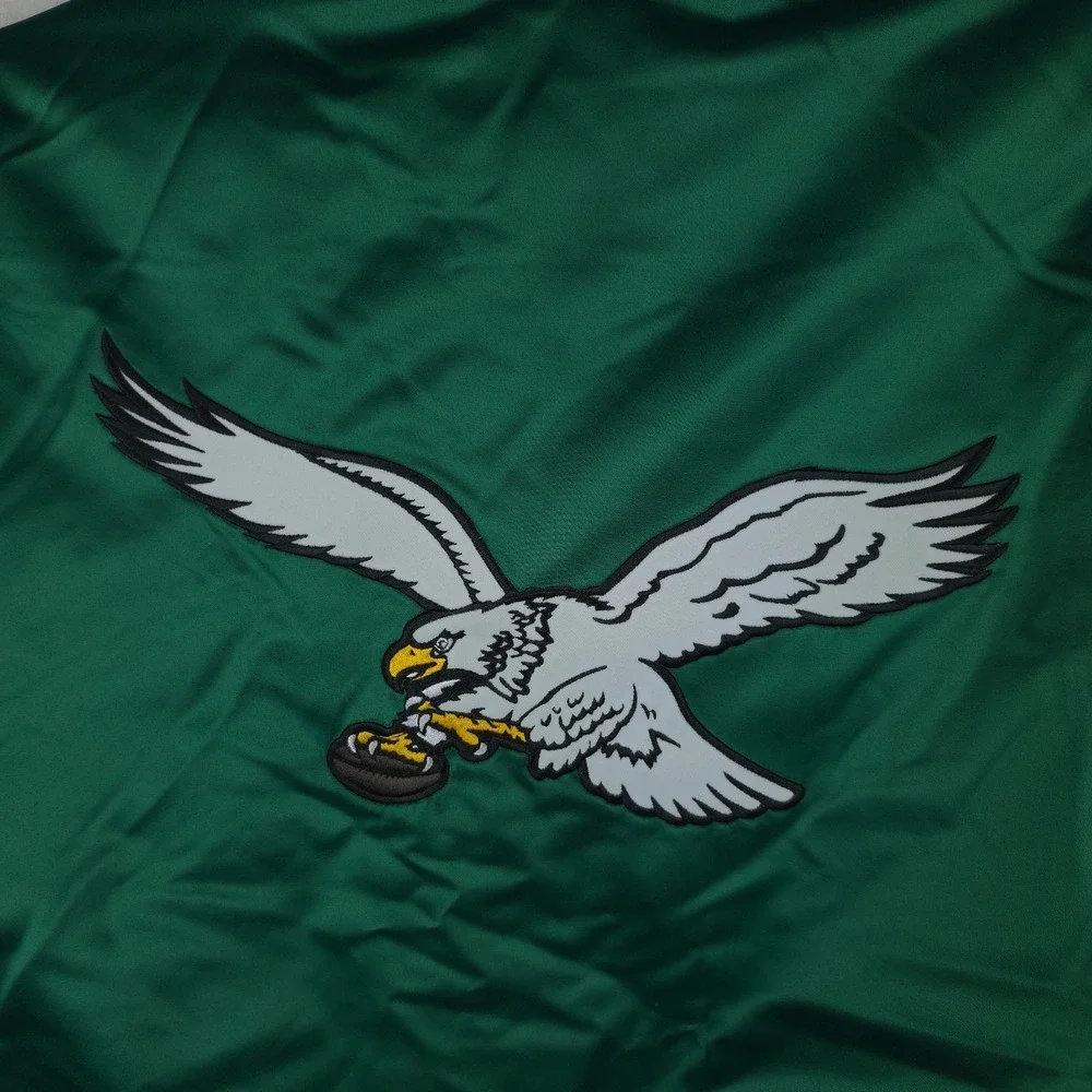 Philadelphia Eagles Mitchell & Ness NFL XL XLarge Satin Jacket Green Gray NWT